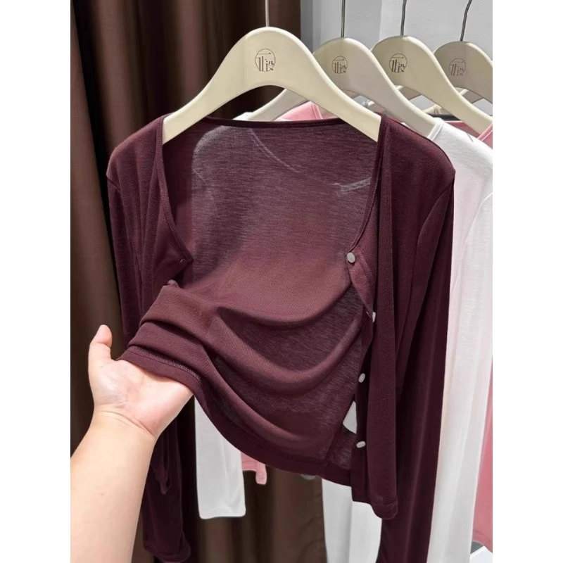 芊芊芙柔糯开衫女薄款夏季冰丝罩衫配吊带裙外搭2025新款防晒披肩