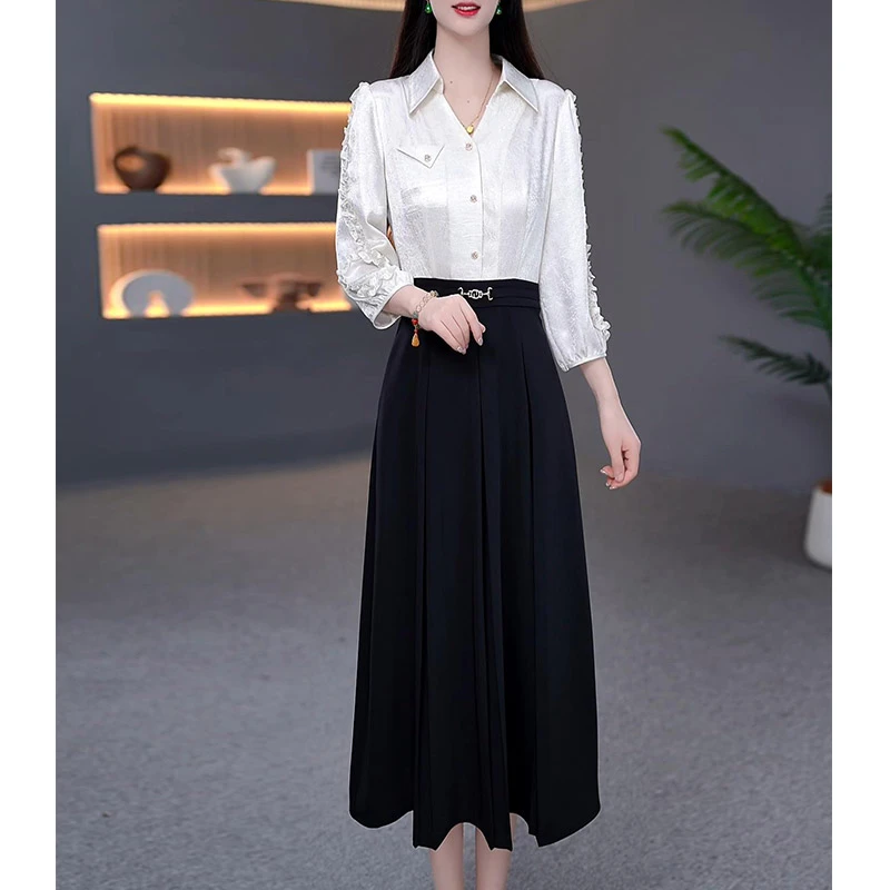 DBF-25B009 新中式小众轻奢国潮风时尚显瘦中长款连衣裙M-5XL