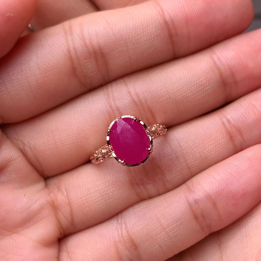 红宝石戒指银S925镶嵌