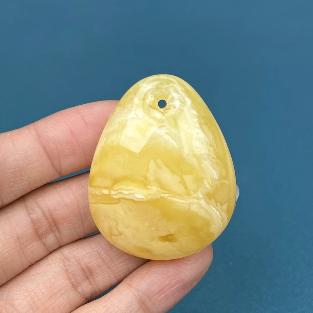 Y1992天然原矿蜜蜡 妖花水滴牌 35*44*12mm抖音基地质检发货