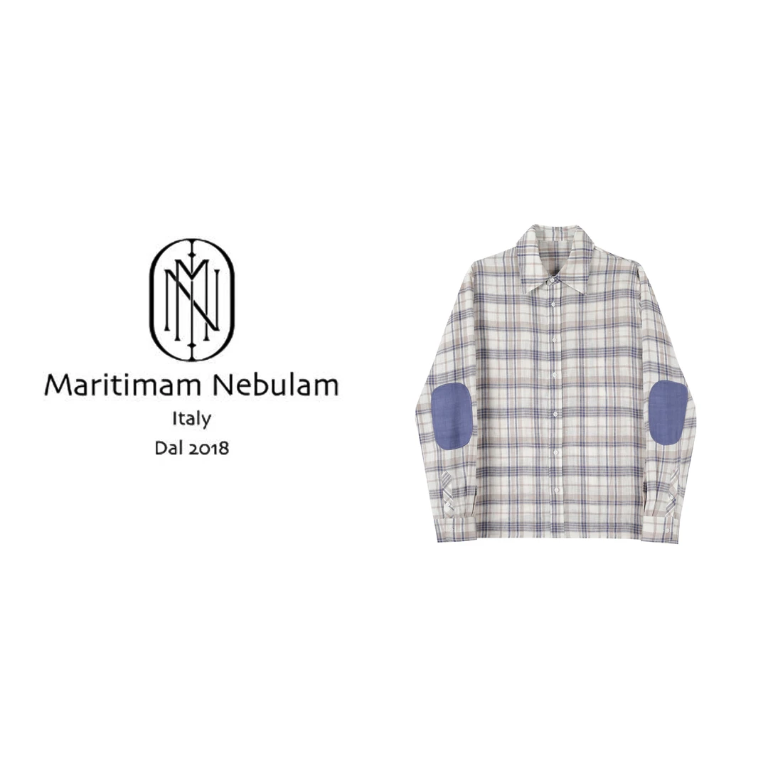 MN【凡尔赛冰川】美式复古POLO领宽松休闲长袖格子 SZ2110