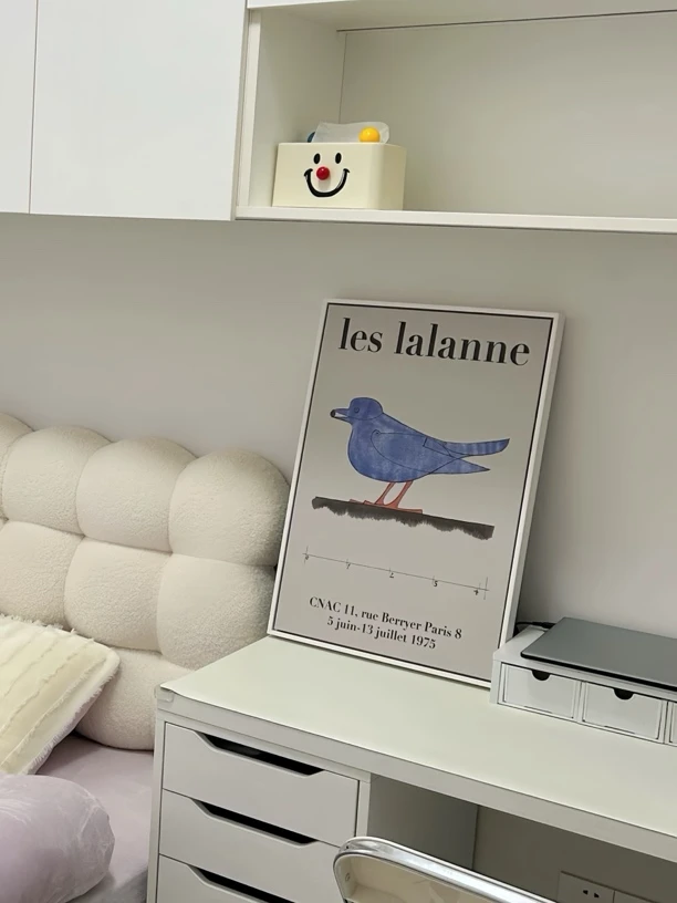 复古怀旧蓝色小鸟法式轻奢客厅民宿装饰画沙发大尺寸背景墙壁画