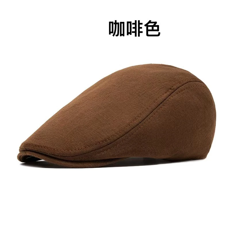 贝雷帽四季款前进帽复古棉料鸭舌帽