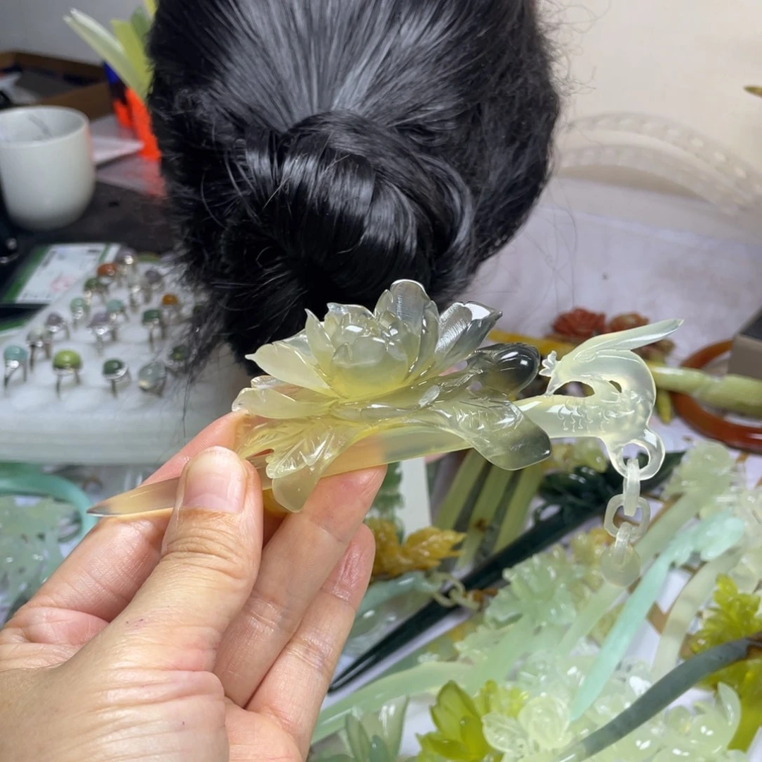 未镶嵌蛇纹石玉发饰我***生