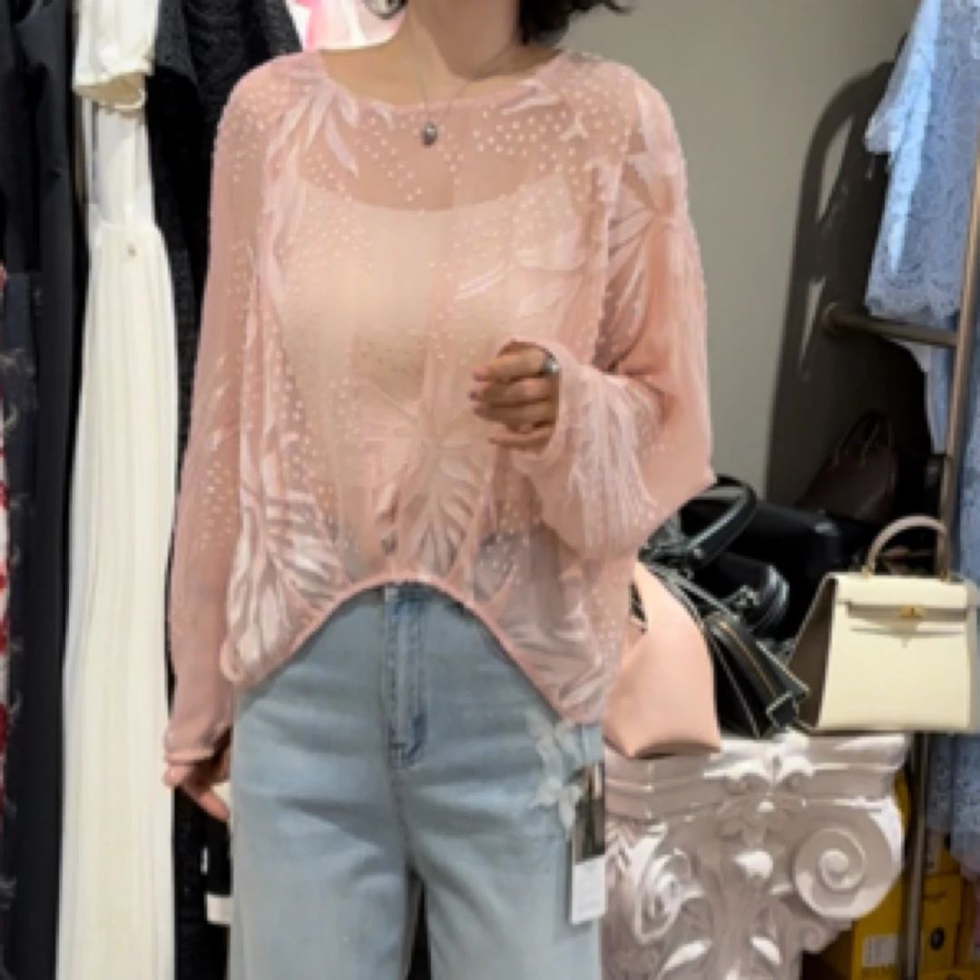 芭乐珂夏季后开叉烧花上衣9830-1