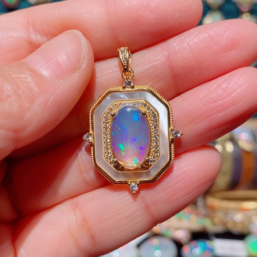 欧泊欧泊吊坠银S925镶嵌