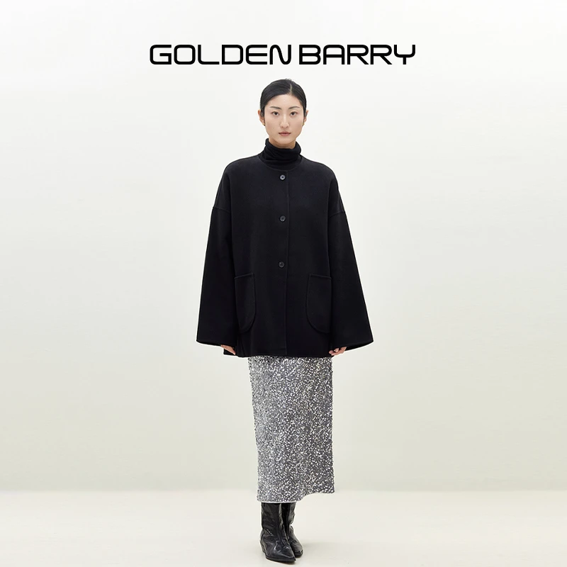 GOLDENBARRY【返季福 利】310100高腰复古设计包臀亮优雅半身裙微瑕