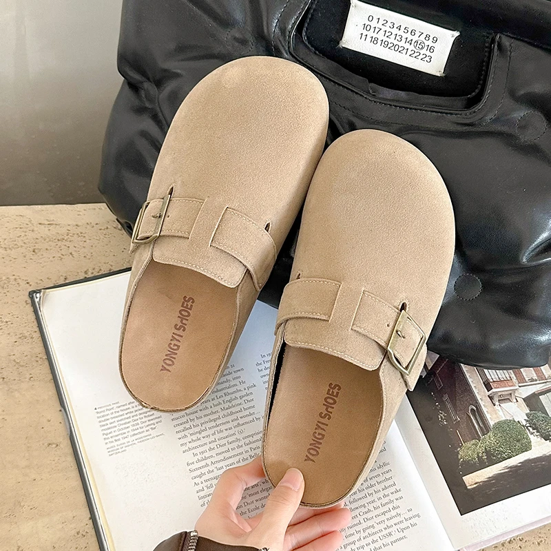 纯色软底凉拖平底包头半拖复古时尚勃肯英伦夏季松糕底博肯女款