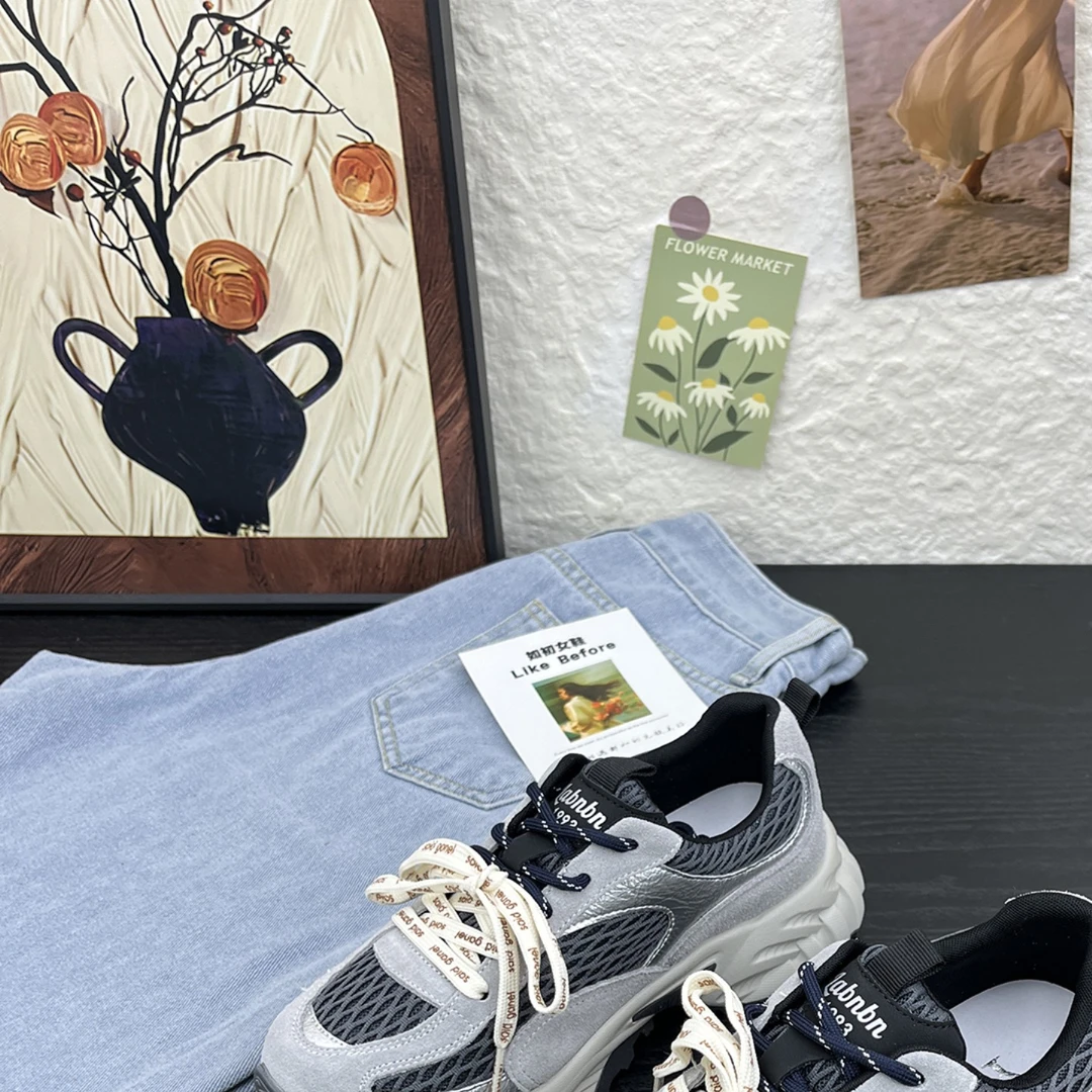 网面厚底老爹鞋女2025秋季新款爆款品质时尚增高双系带休闲运动鞋