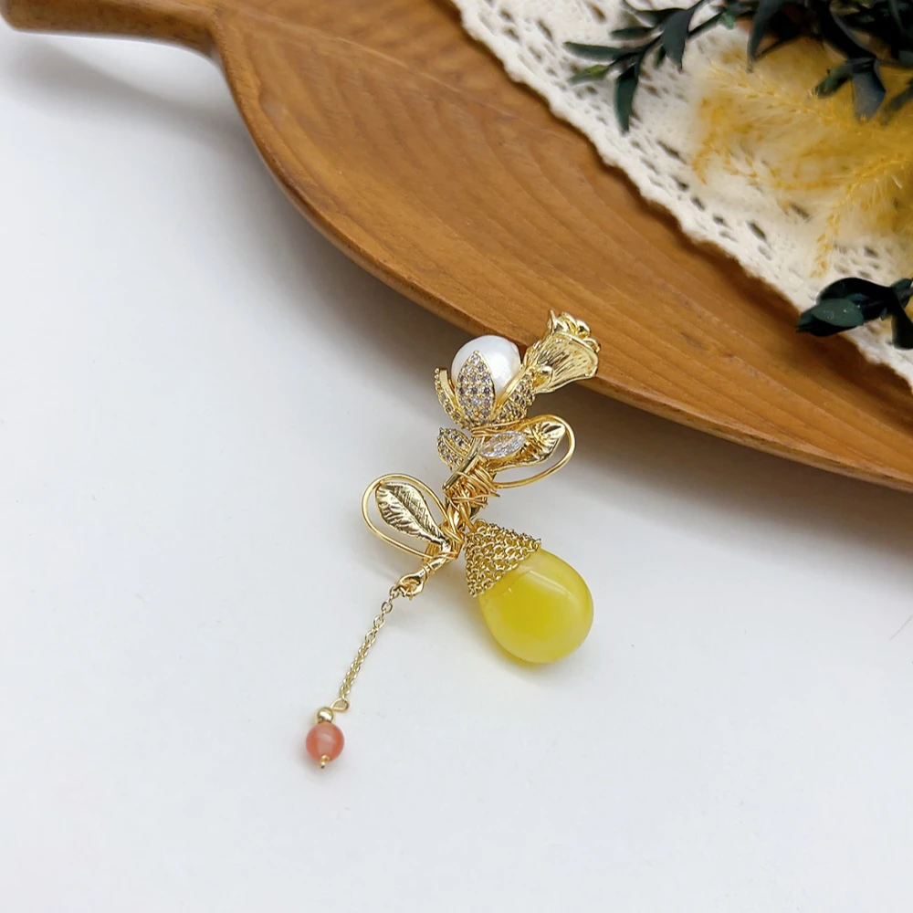 铜合金仿珍珠胸针 02634 好啊商店 复古宫廷风胸针