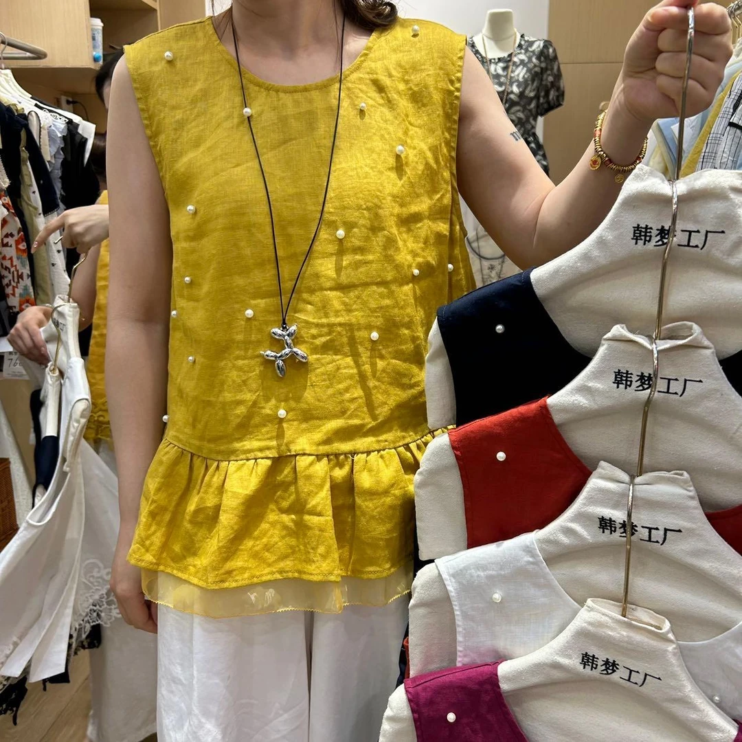 法式时尚重工钉钻无袖衬衫55270