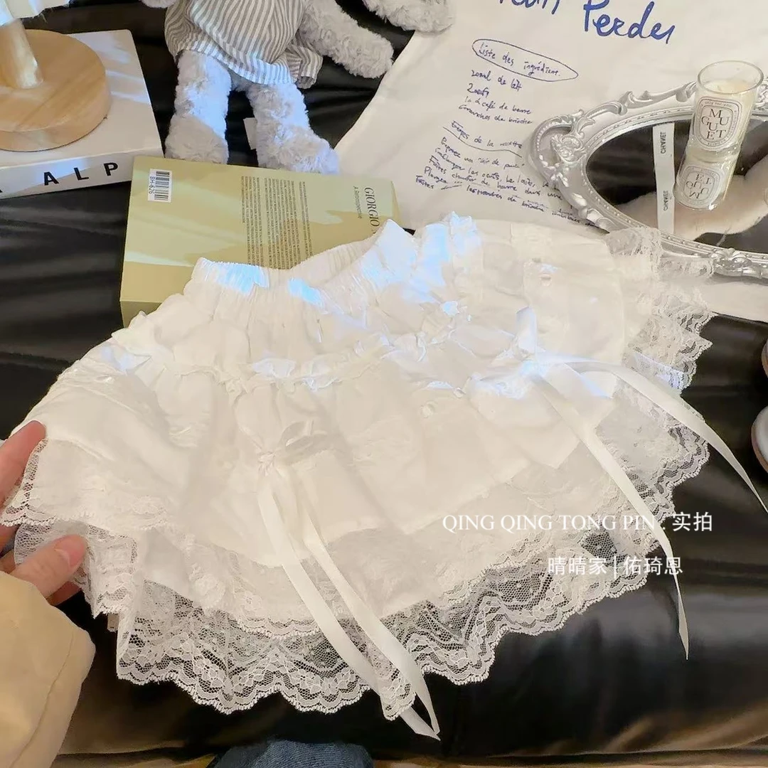 女童洋气可爱纯色百搭蝴蝶结蕾丝边半身裙2025春季新款BCB077鱼