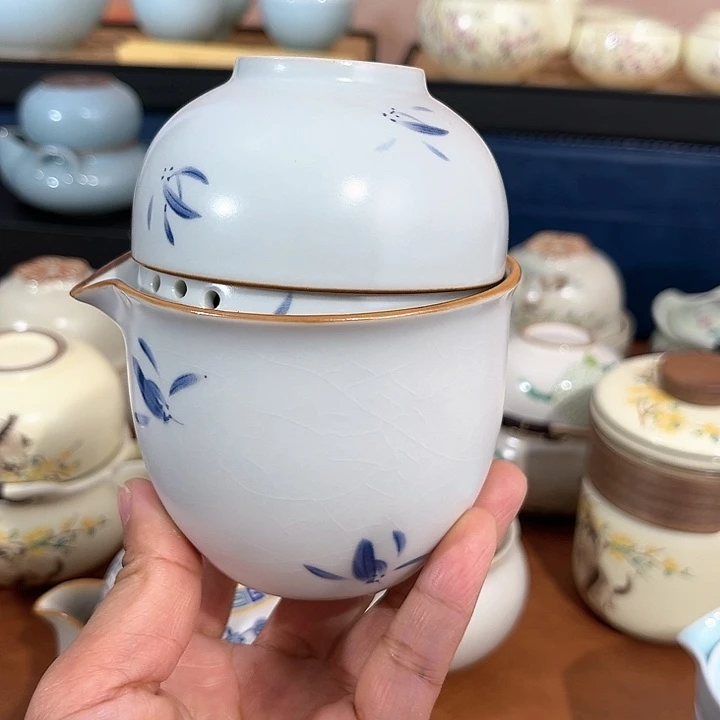 兰花天青汝窑一壶三杯