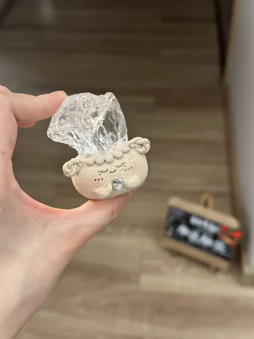 水晶小豆丁可爱白水原石