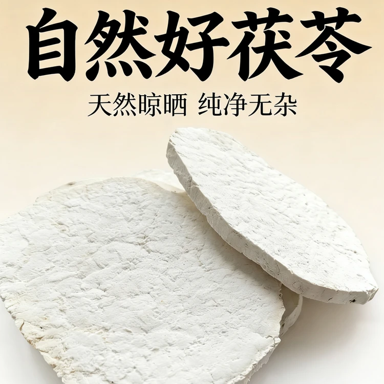 云南正宗茯苓切片中心大片正品白茯苓原色原切500克