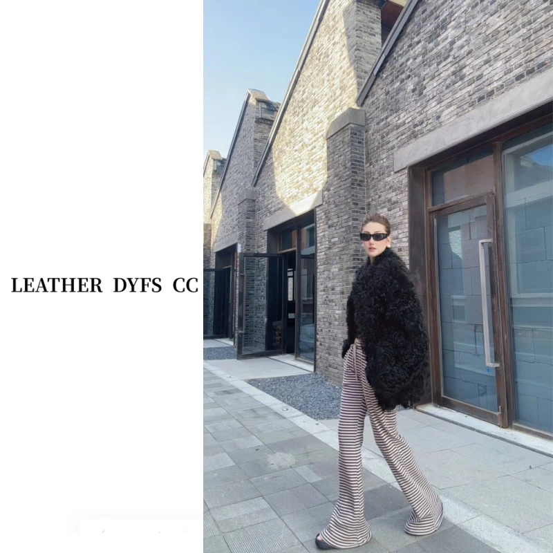 Leather Dyfs cc”祈雪聆冬“40589原单提格拉多羊皮毛一体外套