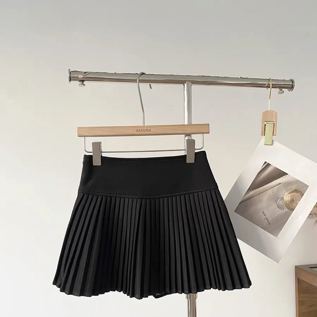 7615 新款辣妹风休闲毛呢半身裙女秋季百搭气质显瘦百褶裙