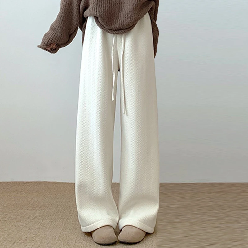 【2061】胖mm秋冬韩系时尚潮流垂坠感阔腿休闲裤高腰显瘦直筒裤子