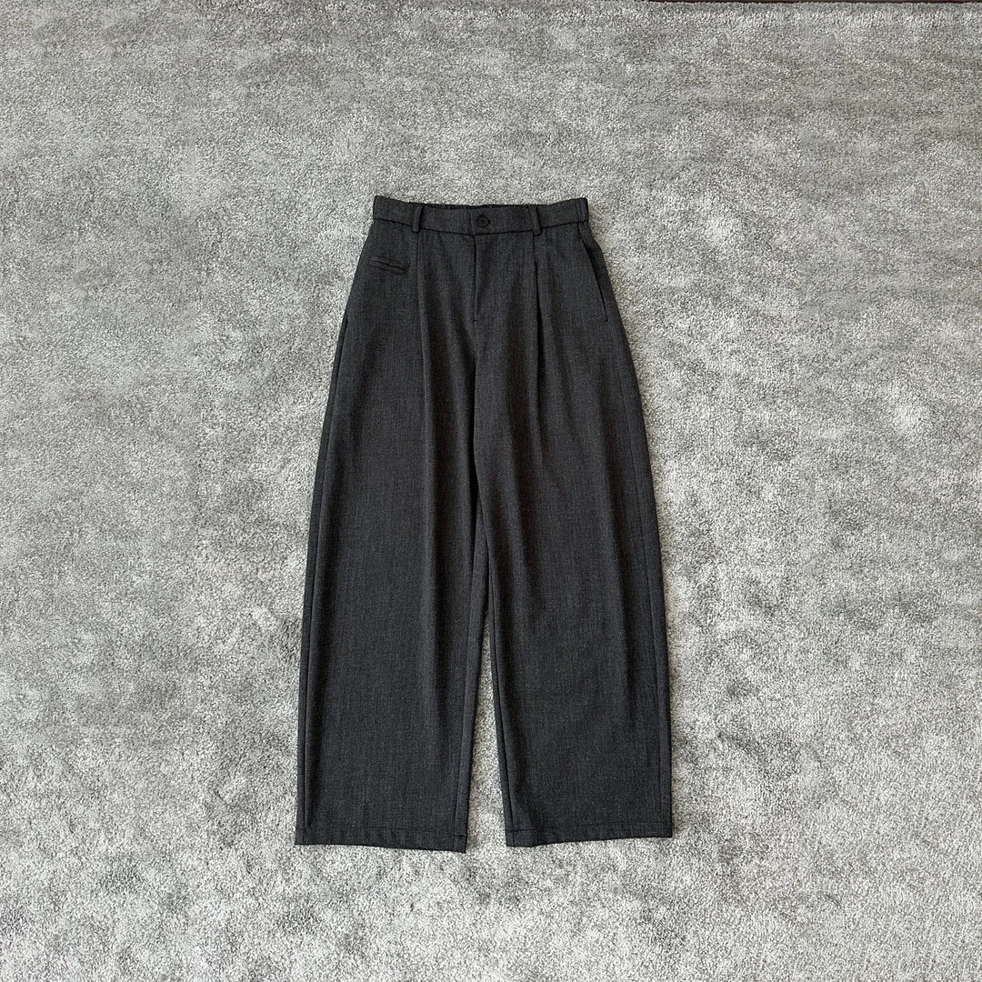 休闲风秋季中腰常规款纯色休闲裤直筒裤阔腿裤长裤573