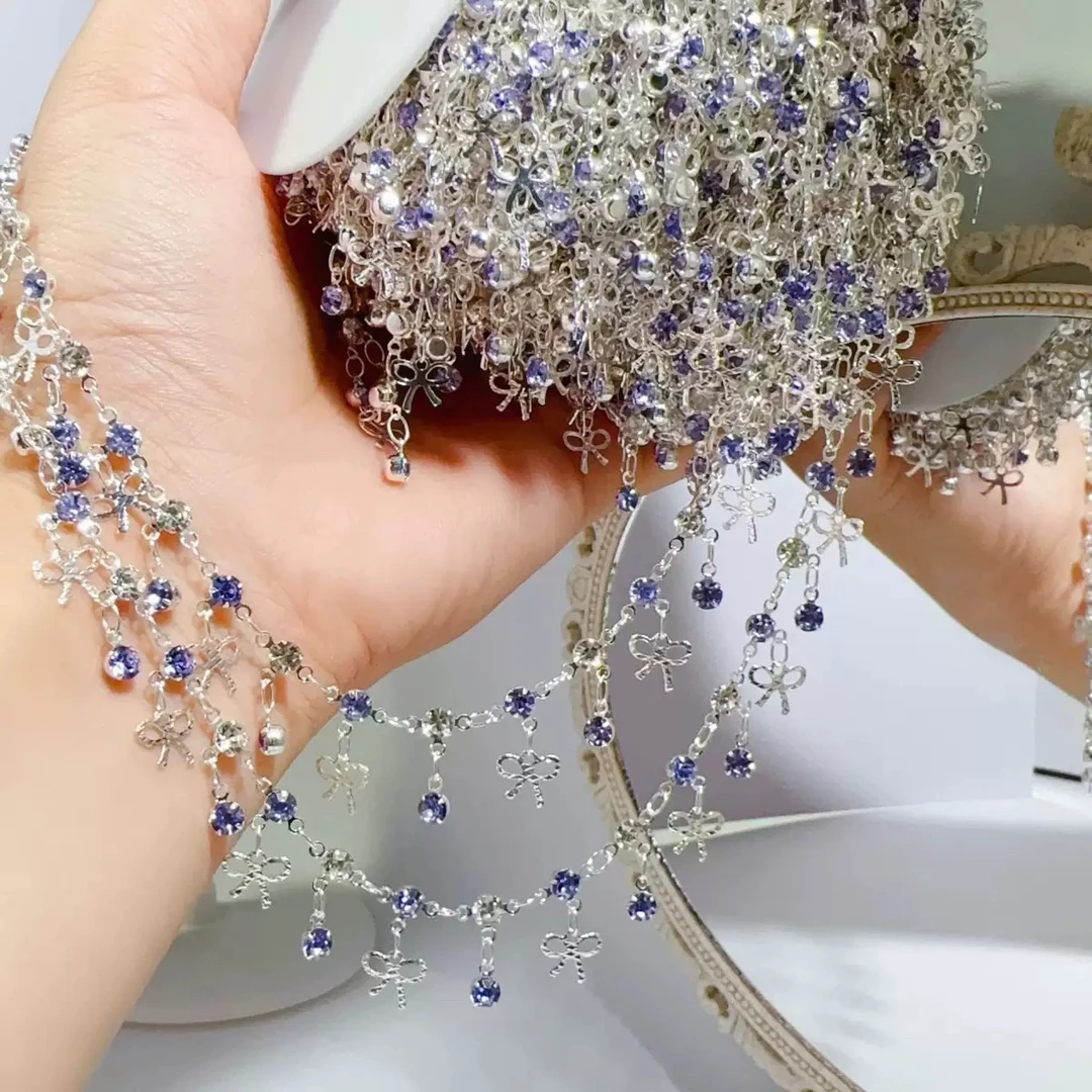 编号239 银紫色在逃公主蝴蝶结 百搭链条