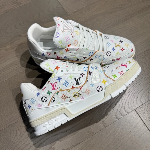 未使用 LouisVuitton/路易威登 Trainer白三彩村上隆联名白色