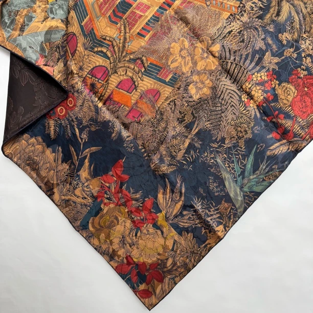 丝纡-福宝  湖丝重缎提丝香云纱桑蚕丝05*105围巾披肩