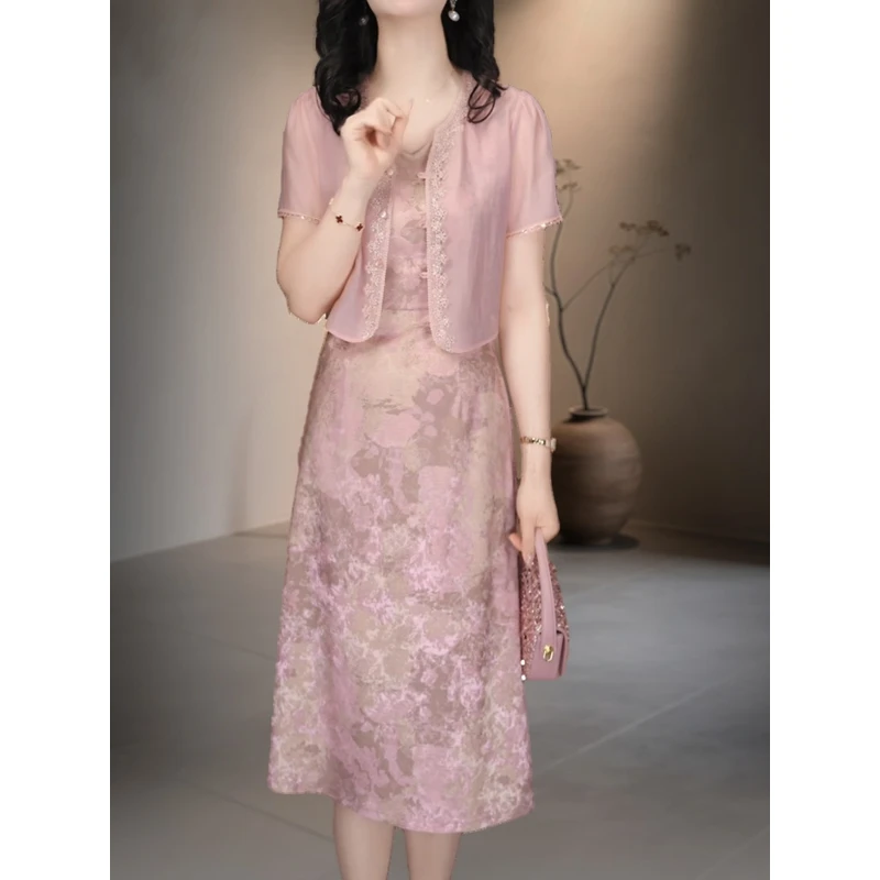 新中式国风套装女2025夏季新款阔太太妈妈端庄大气减龄两件套裙子