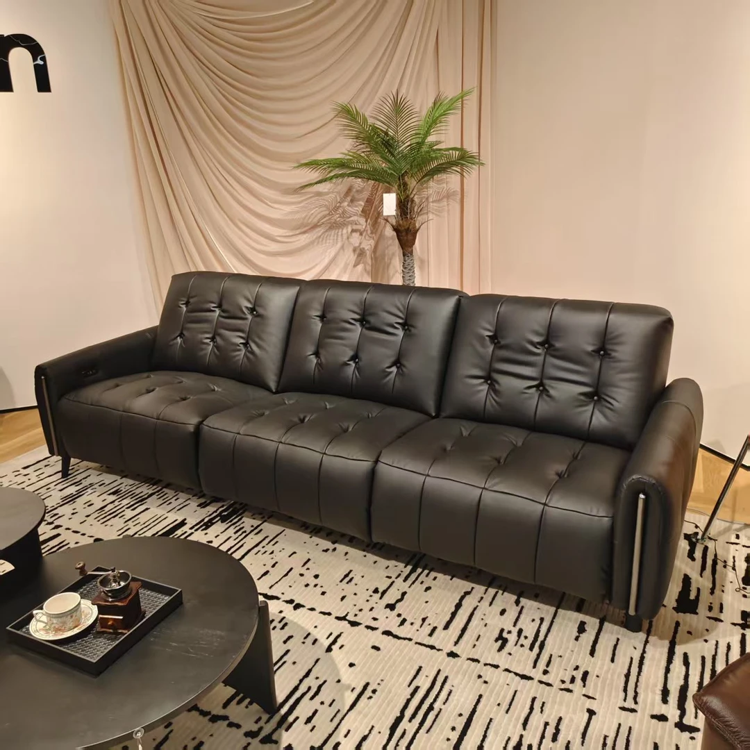 【Galn+】黑鲨·真皮沙发客厅沙发带单人电动躺平位现代简约中古风