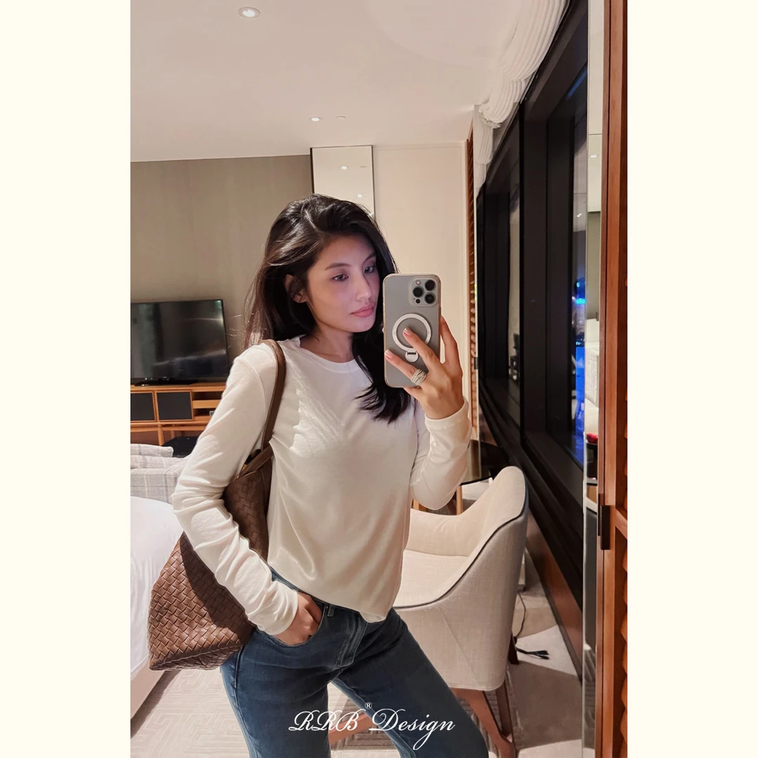 RRB Design「胶囊衣橱」莱赛尔羊毛基础百搭时尚简约圆领长袖上衣