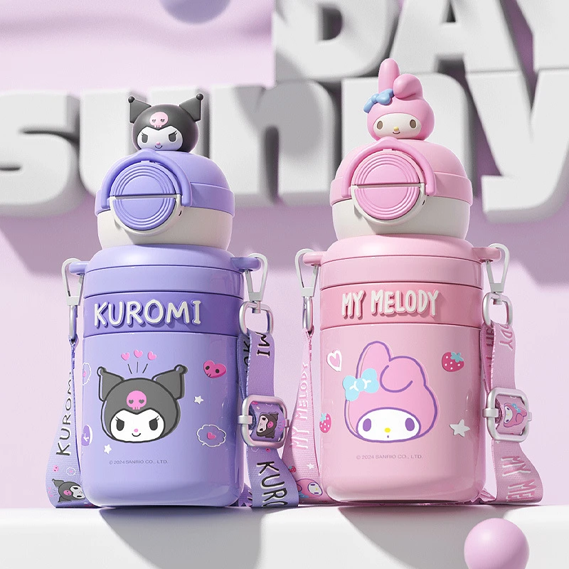 三丽鸥可爱不锈钢儿童保温杯女生高颜值斜挎大容量学生水杯批发