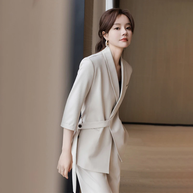 休闲西装外套女夏季2025新款高级感职业收腰正装西服外套工作服薄