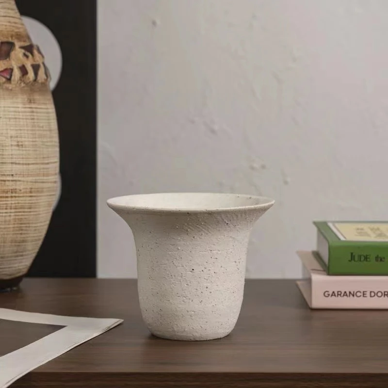 【微喇叭侘寂陶瓷盆】白色 '微喇叭’简约磨砂质朴侘寂陶瓷