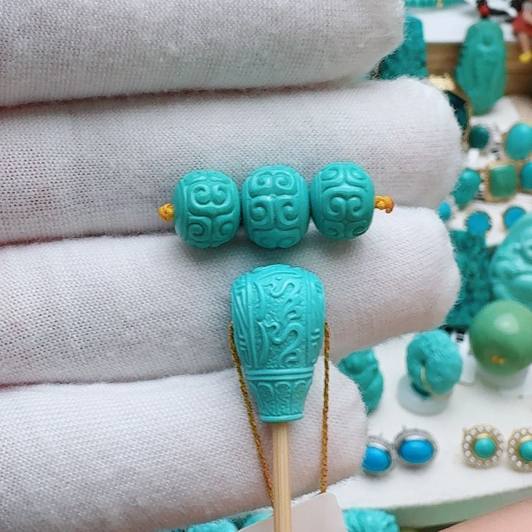 万***天未镶嵌绿松石珠宝奇石精品套装