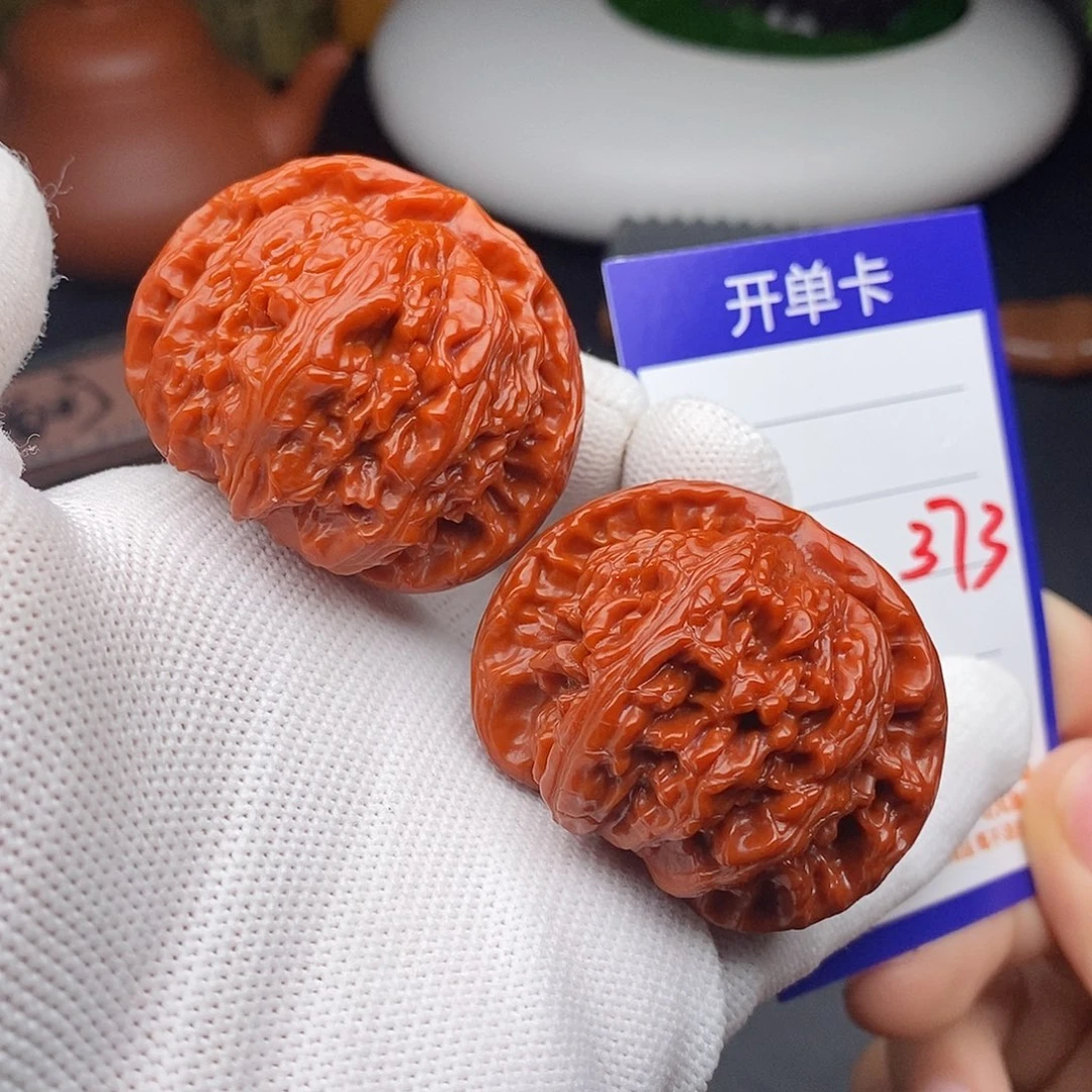 文玩核桃把件45球白373