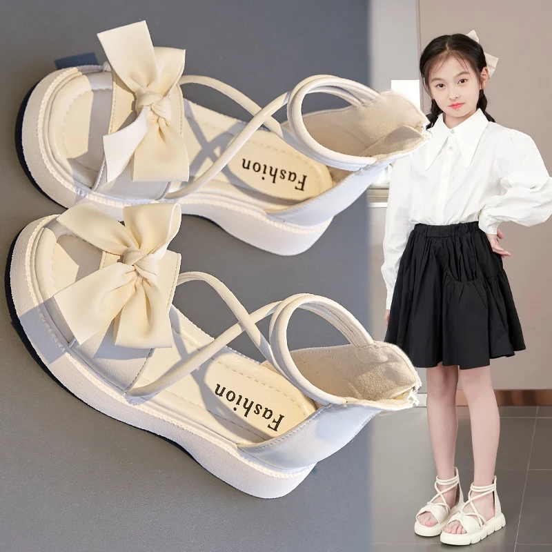 女童凉鞋儿童百搭洋气公主鞋子2025夏季新款小女孩韩系沙滩罗马鞋
