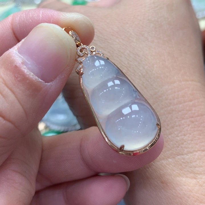 吊坠(不含链)18K金镶嵌翡翠