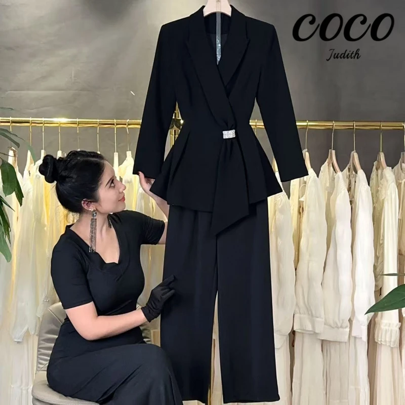 【两件套】2025秋季法式气质长袖上衣+休闲裤时尚套装M730