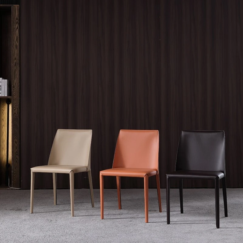 JU MO·马鞍皮餐椅现代简约家用餐厅饭桌椅子北欧工业风设计师