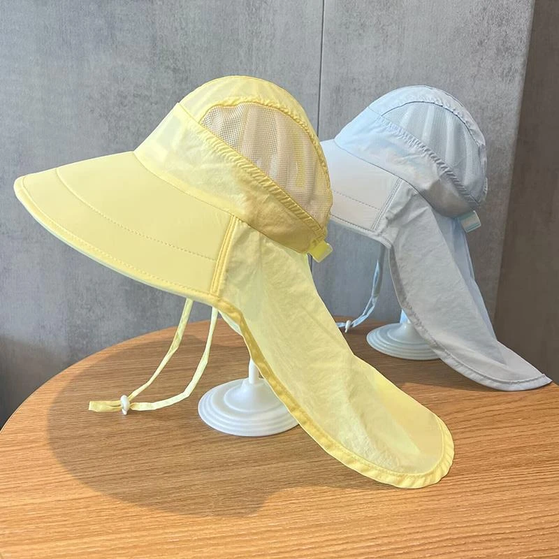 儿童夏季大檐披肩遮阳帽男女宝宝网防紫外线渔夫帽沙滩防晒太阳帽