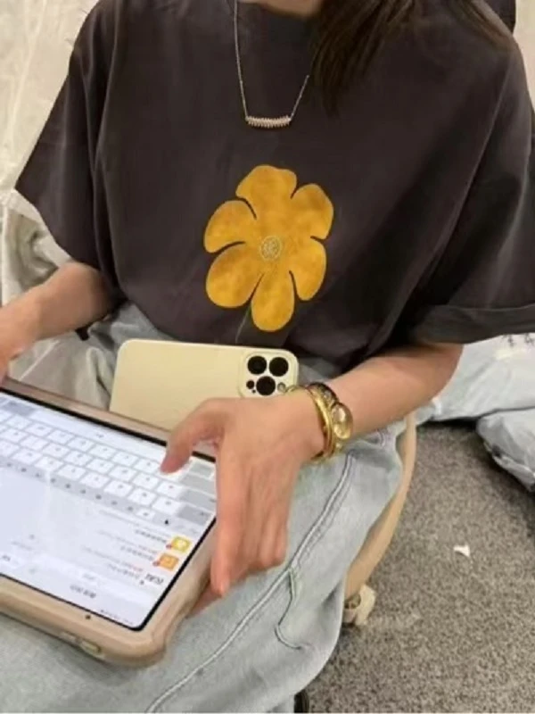 粉丝福利印花短袖少女风圆领T恤百搭夏季简约休闲潮流宽松1287