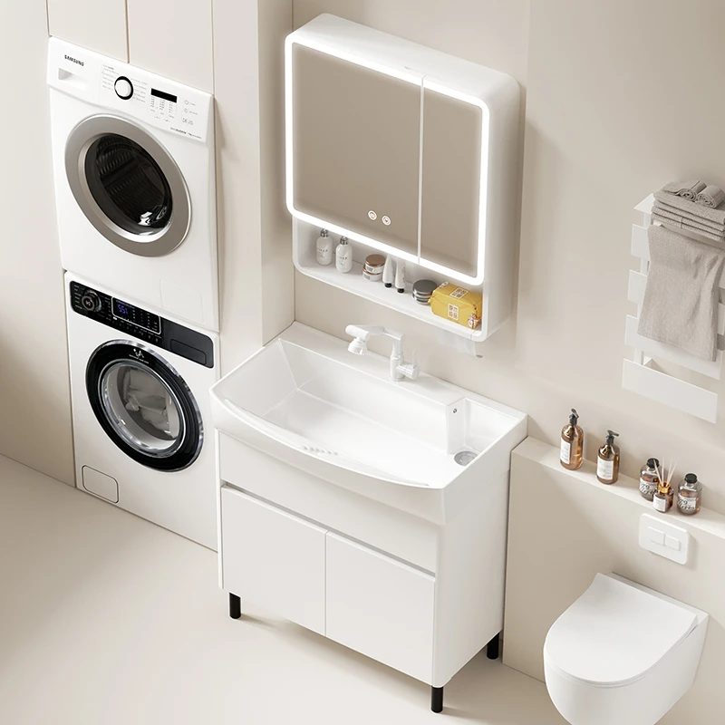 2025新款浴室柜陶瓷一体盆落地式洗衣盆组合阳台洗衣机柜洗漱台盆