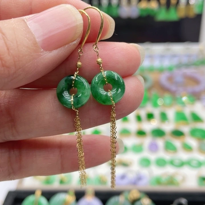 翡翠18K金镶嵌耳饰