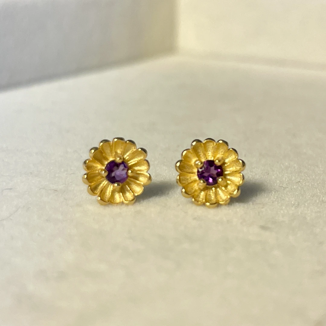 【ZD25700】紫水晶耳钉 S925银镶嵌