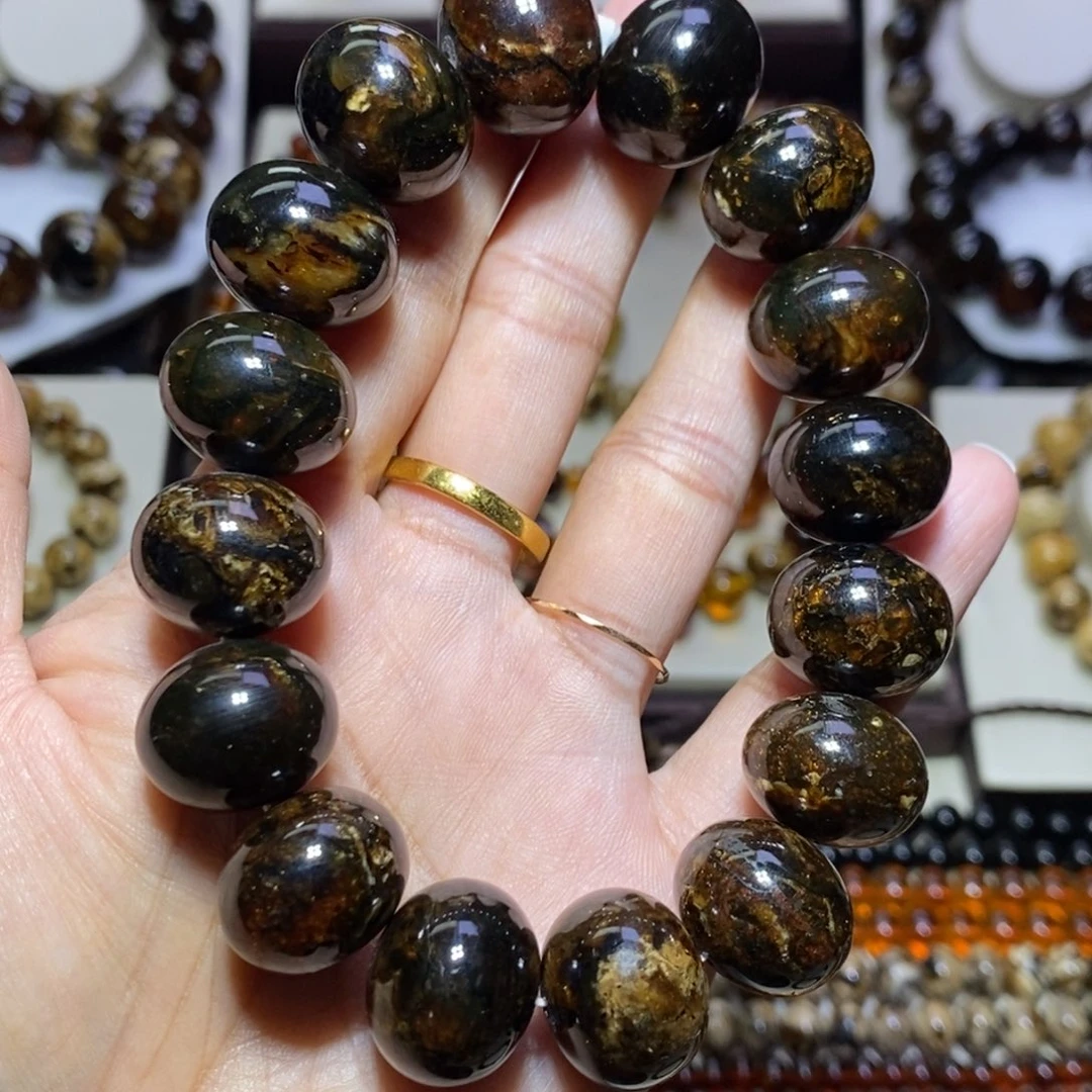八***百裸石琥珀未镶嵌翳花17mm