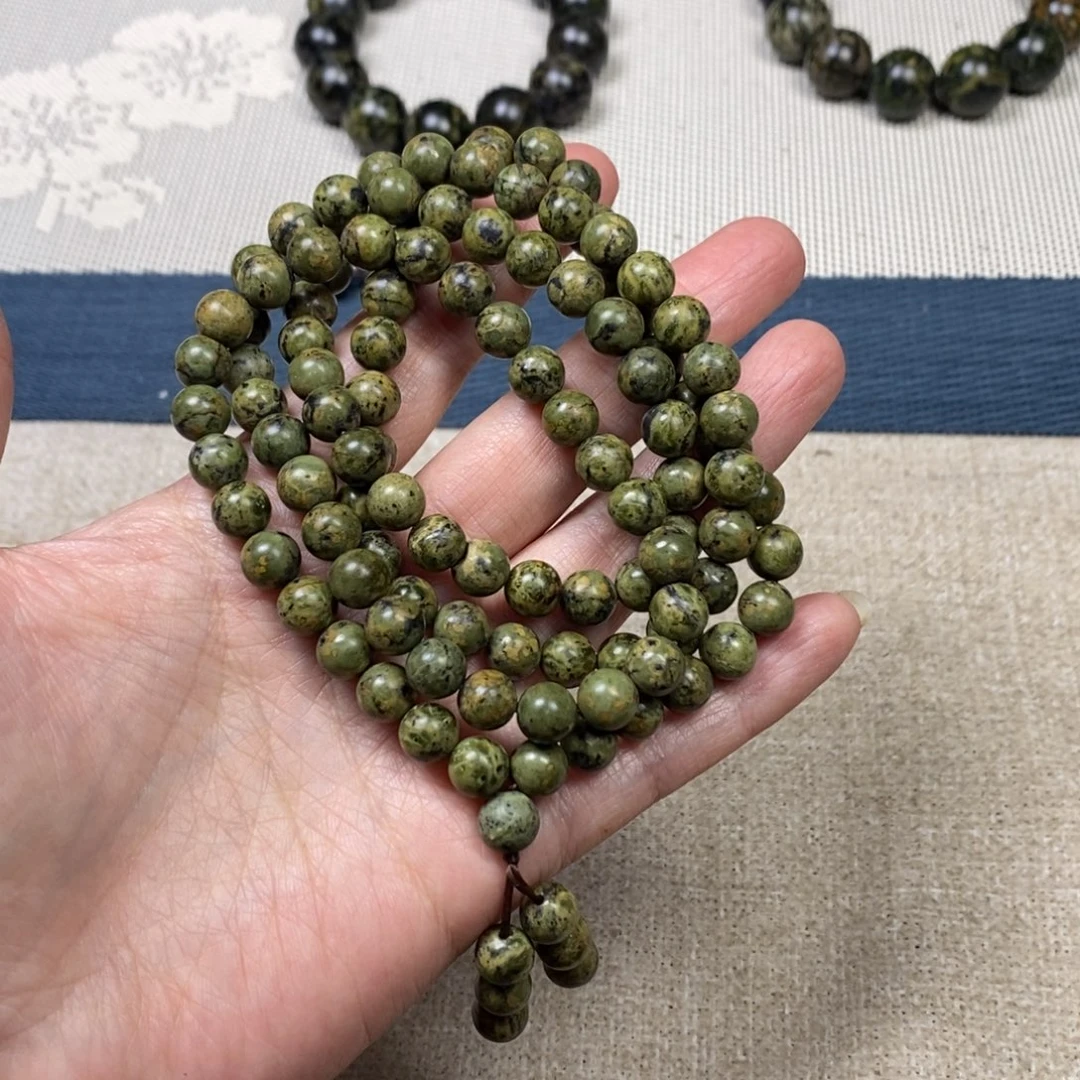 蛇纹石玉未镶嵌手链8mm药王石108颗，微瑕福利
