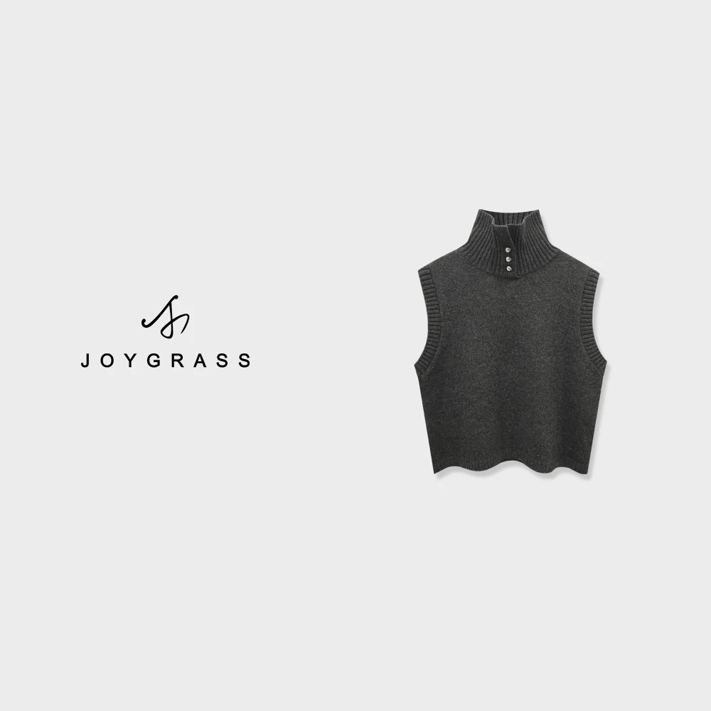 JOYGRASS(乔伊)100%绵羊毛无袖高领针织衫Z-03788