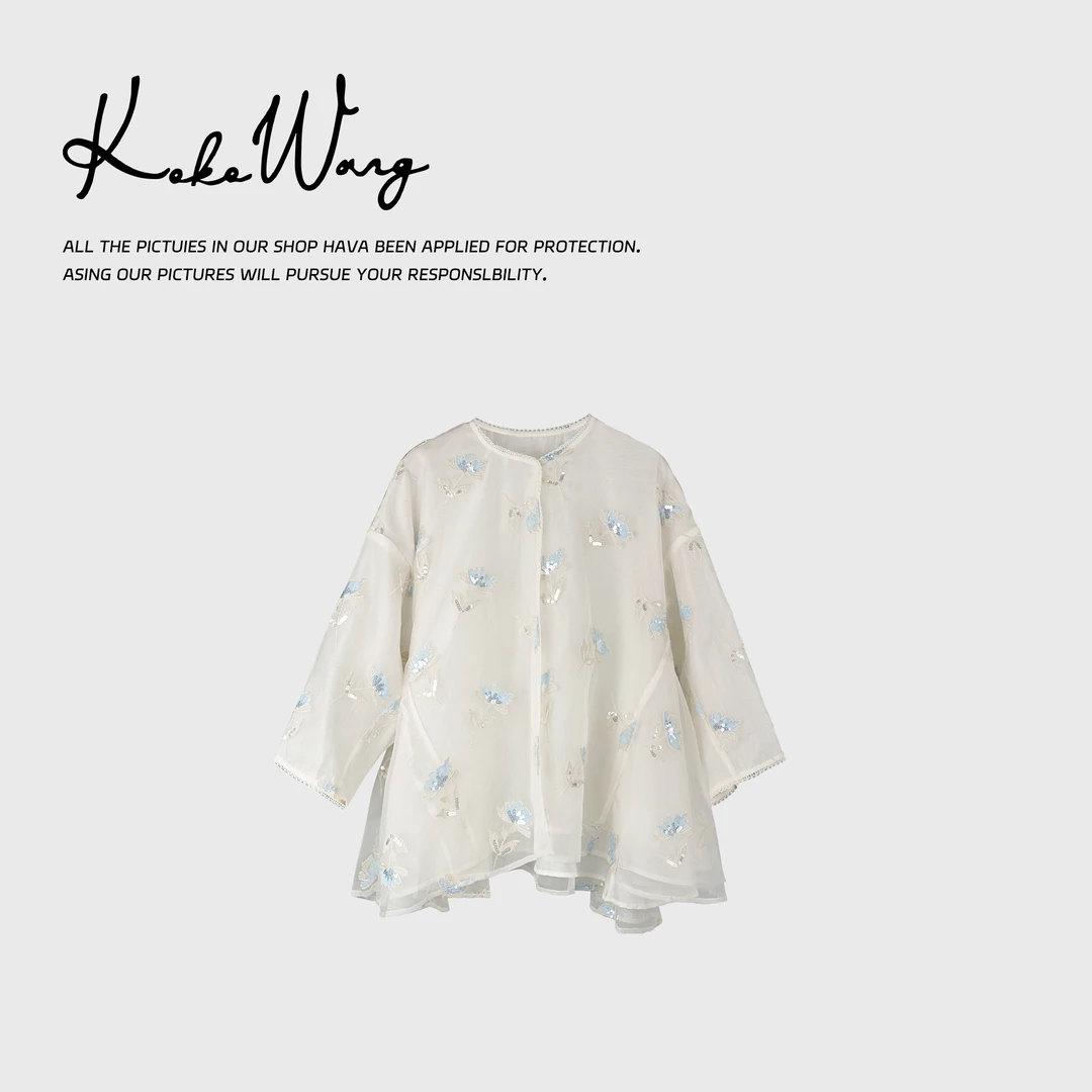KOKOWANG 仙美重工立体花朵刺绣别致绝美开衫上衣 N0685A04W43
