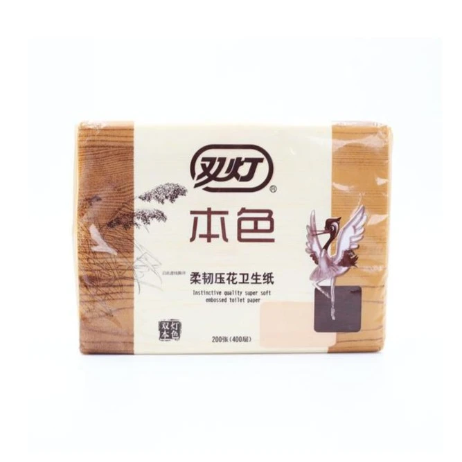 双灯本色超柔压花卫生纸400张