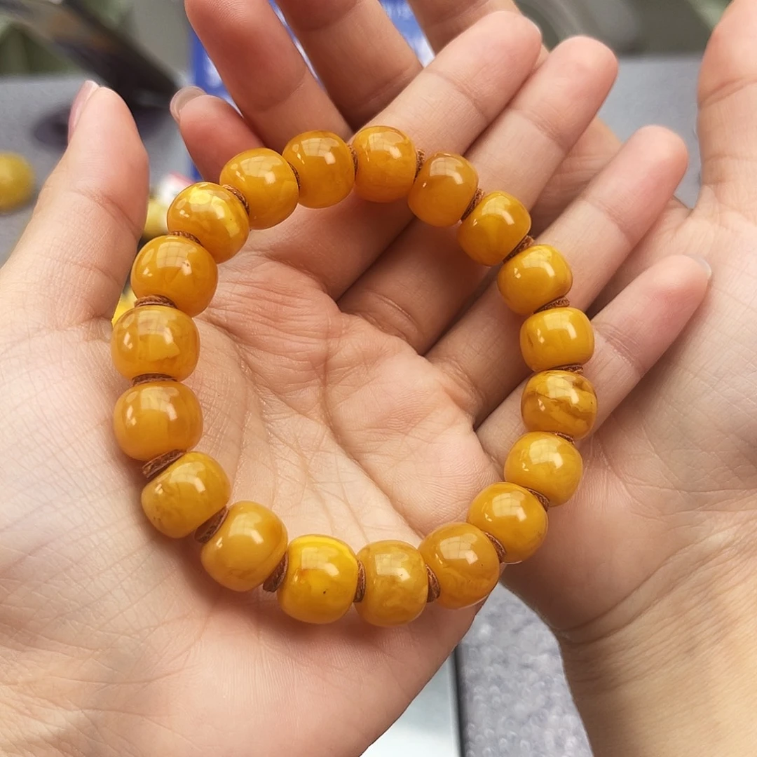 手链琥珀未镶嵌12m鸡油红妖花