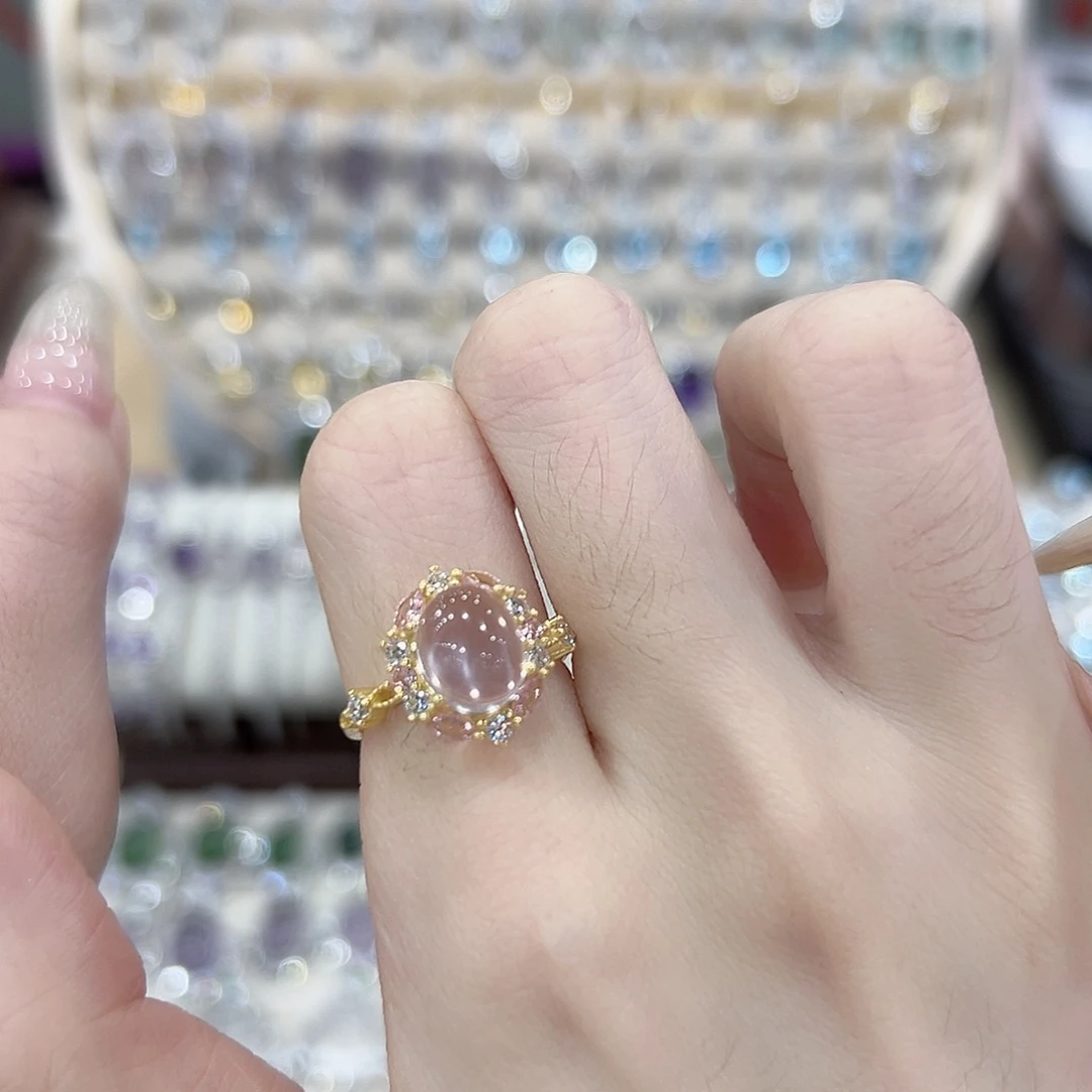 *****戒指银S925镶嵌烟晶
